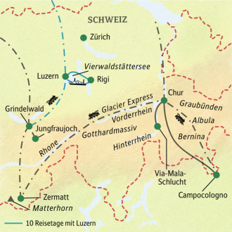  - Schweiz – Bernina und Glacier Express - per Bahn durch die Berge