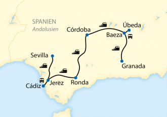  - Al Ándalus individuell (Granada  – Sevilla) Zug-Erlebnis Andalusien: Mit dem Al Ándalus die Höhepunkte der maurischen Kultur entdecken (2025)
