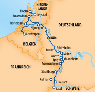 1AVista Reisen - Rhein total 2024 – 15 Tage Flusskreuzfahrt Rhein – MS Gentleman