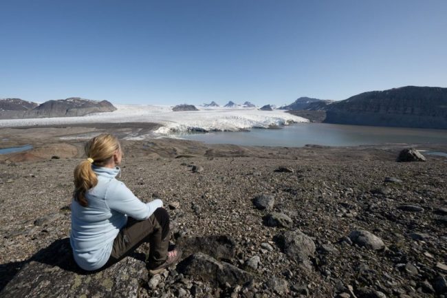 Aussicht auf den Gletscher beim Ossian Sarsfjellet