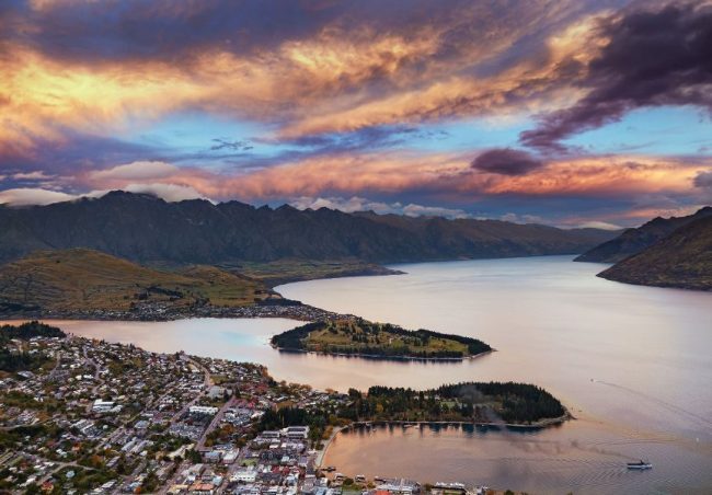 Queenstown bei Sonnenuntergang
