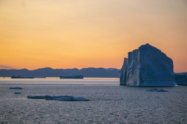 Eisberge im Abendlicht