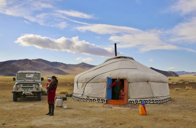 Das mongolische Ger - meine Unterkunft f&uuml;r eine Nacht bei der Kasachenfamilie