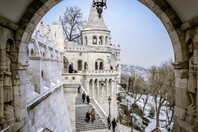 Fischerbastei in Budapest im Winter